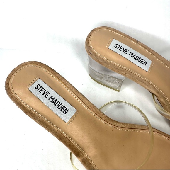 Steve Madden Tan and Clear Block Heels Size 7.5 - Picture 2 of 7